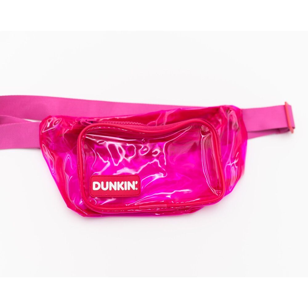 Dunkin’ Donuts Hot Pink Clear Fanny Pack Adjustable Belt Bag Crossbody